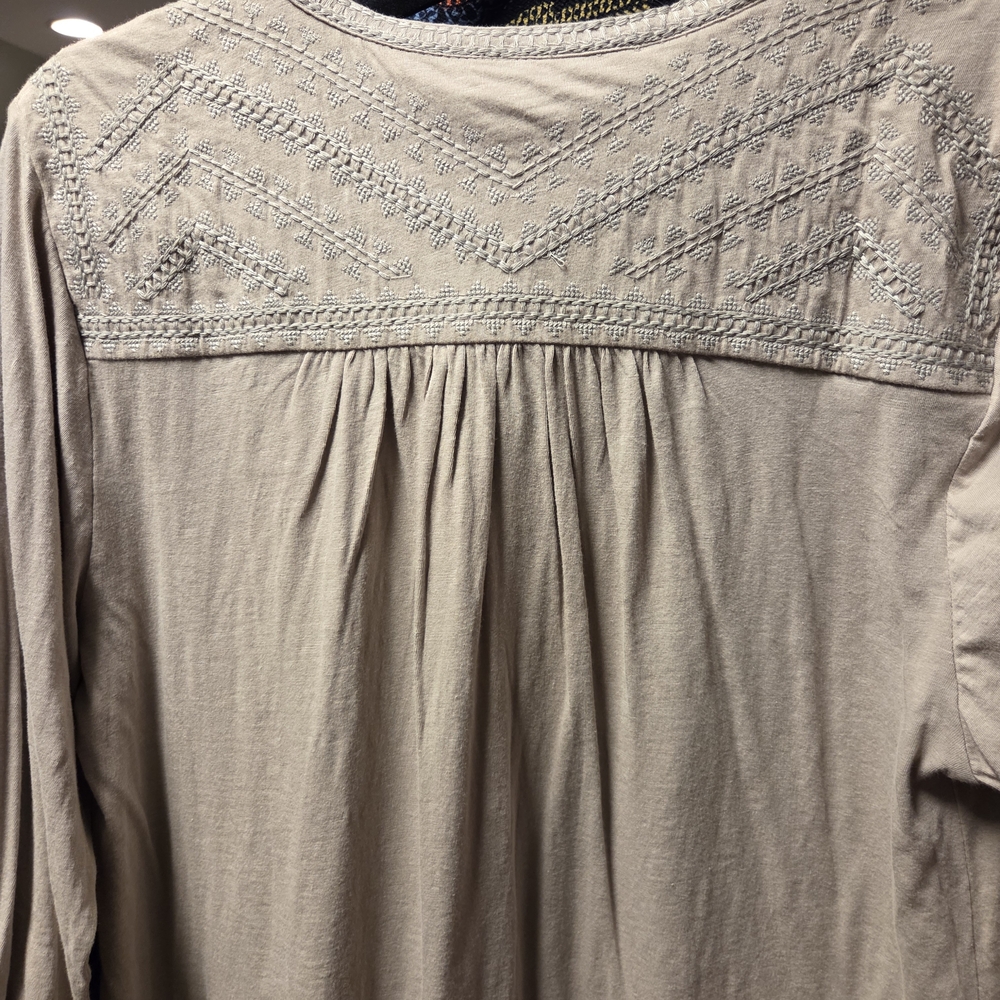 Lucky Brand Cream Embroidered Henley Tunic - Picture 4 of 4